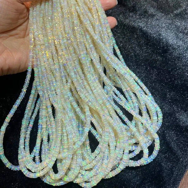 White Opal Rondelle Beads-ToShay.org