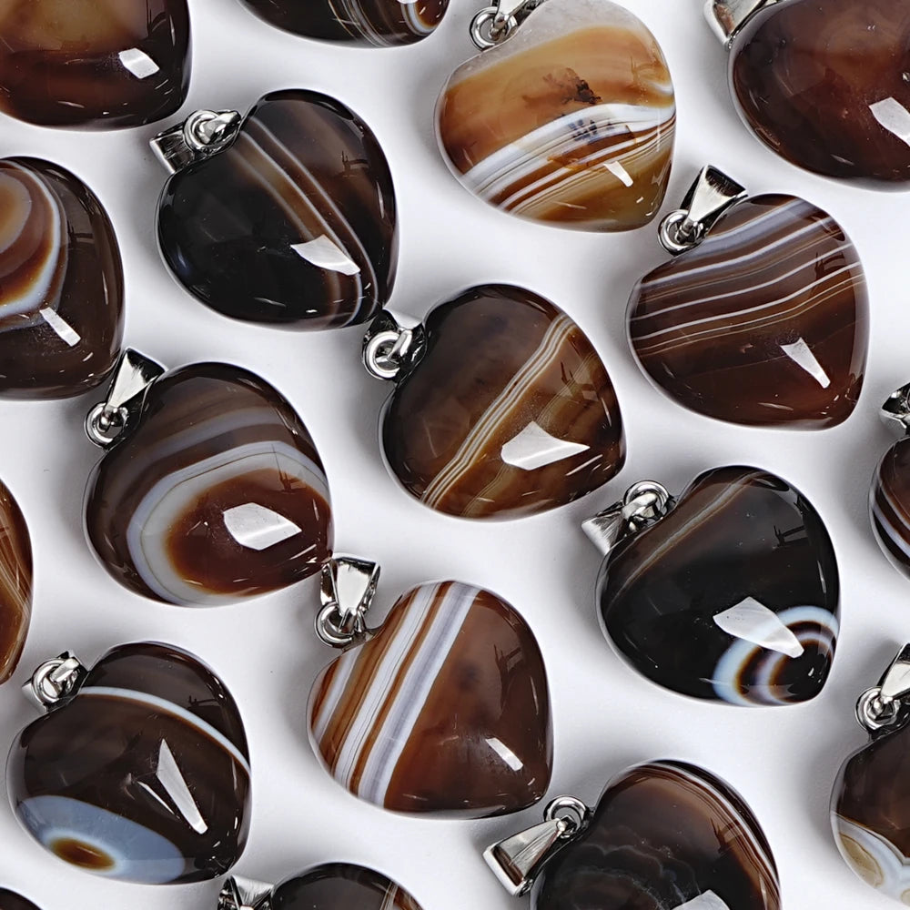 Brown Stripe Agate Hearts-ToShay.org