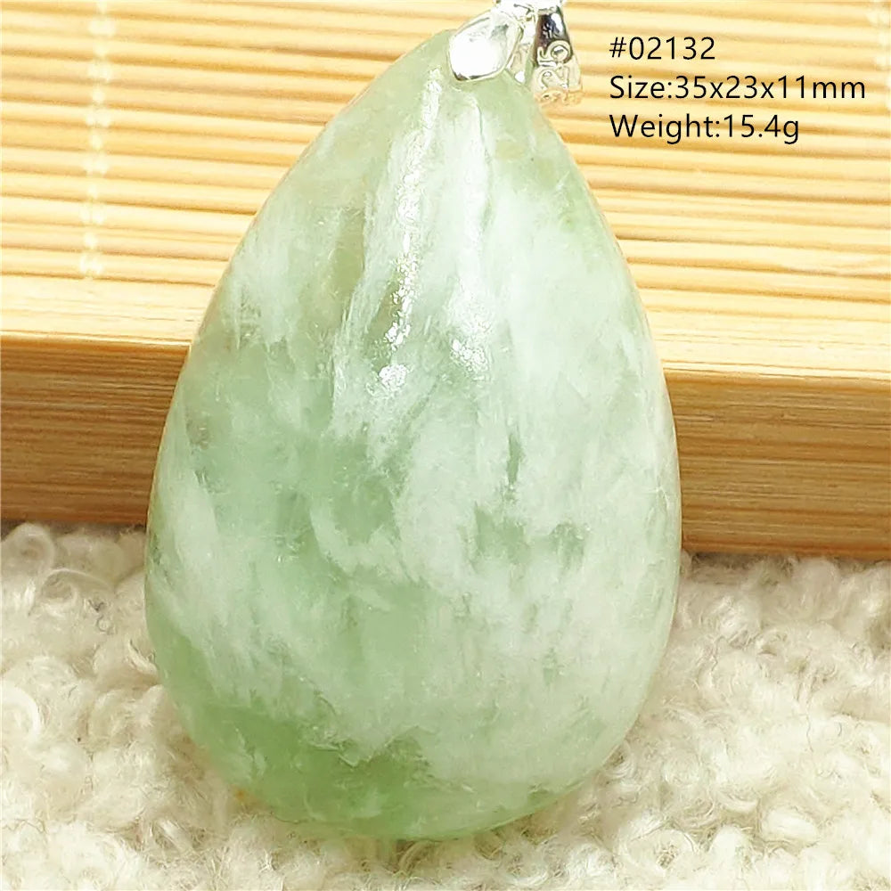 Green Feather Fluorite Pendant-ToShay.org