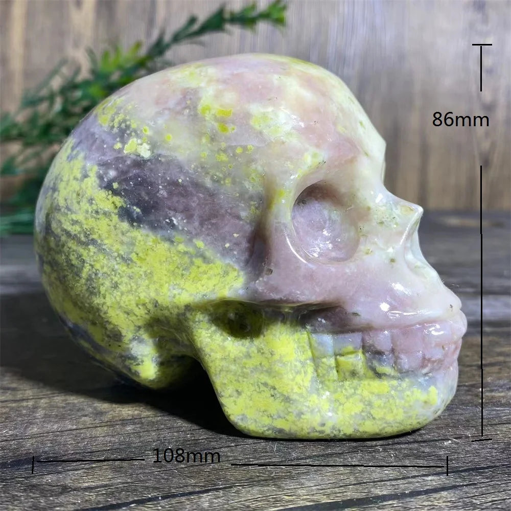 Crystal Natural Green Red Tourmaline Skull Carving Stone Reiki Beauty Quartz High Quality Healing Stones Decoration Mineral-ToShay.org