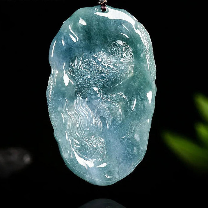 Blue Jade Dragon Pendant-ToShay.org