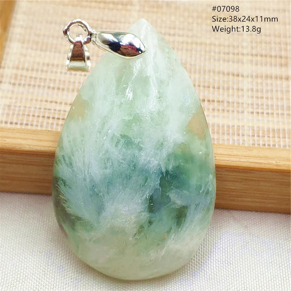 Green Feather Fluorite Pendant-ToShay.org