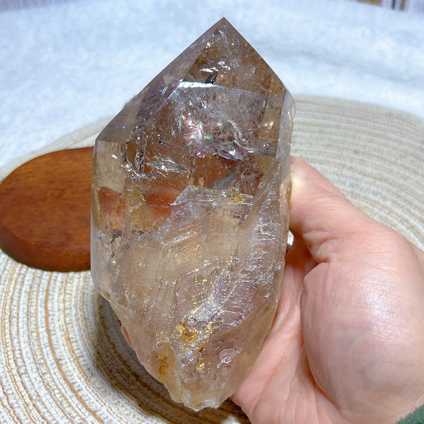 Smokey Rainbow Quartz Wand-ToShay.org