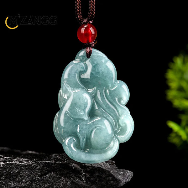 Blue Jadeite Fox Pendant-ToShay.org