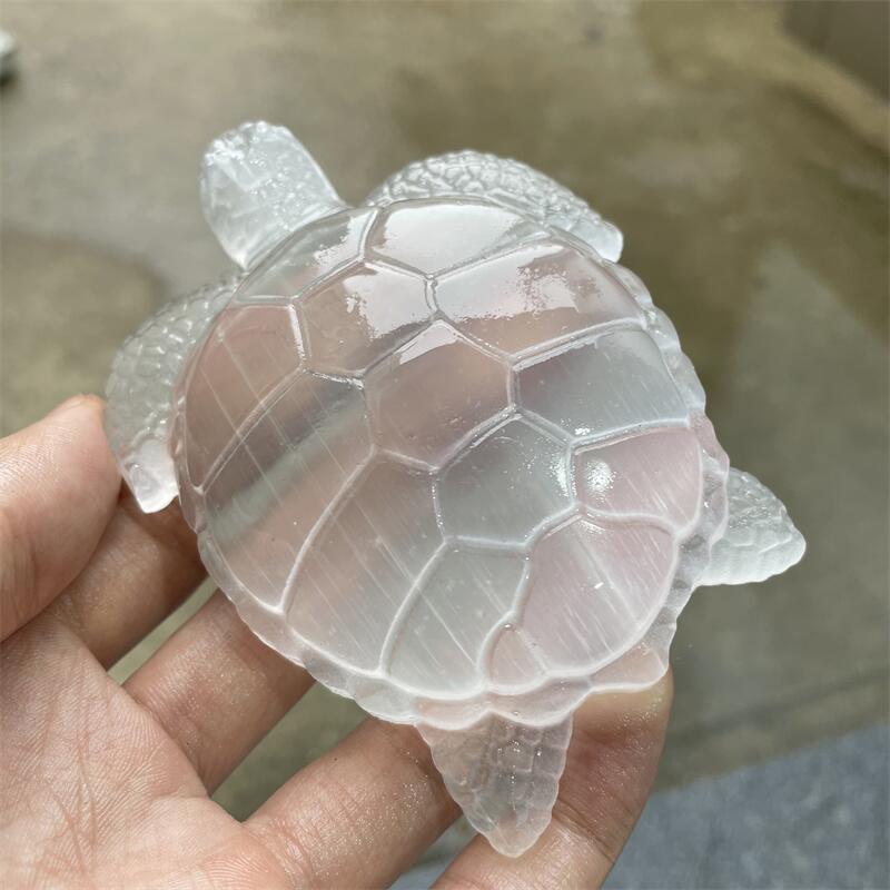 Natural White Selenite Crystal Tortoise - Feng Shui Healing Stone for Peace & Cleansing-ToShay.org