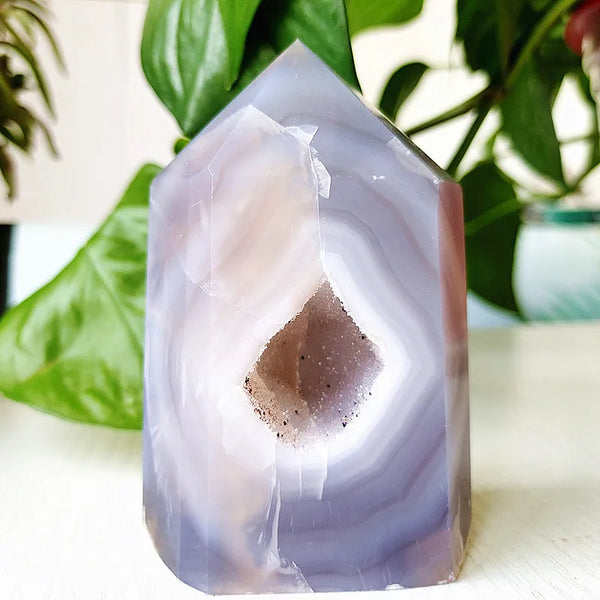 Blue Agate Geode Point-ToShay.org