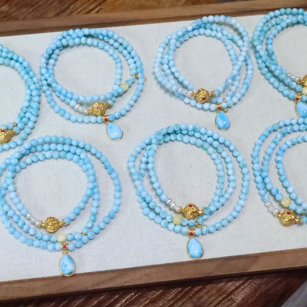 Blue Larimar Charm Bracelet-ToShay.org