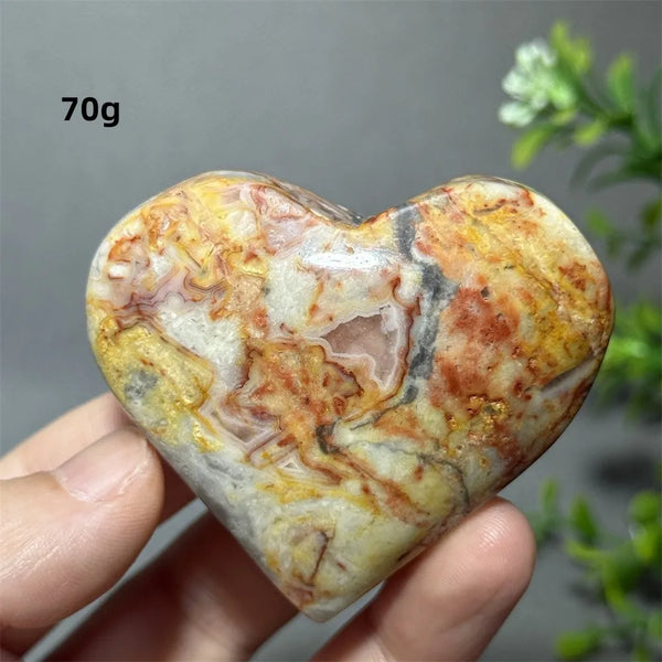 Yellow Crazy Agate Heart-ToShay.org