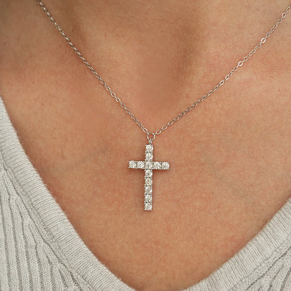 Silver Cross Pendant Necklace-ToShay.org