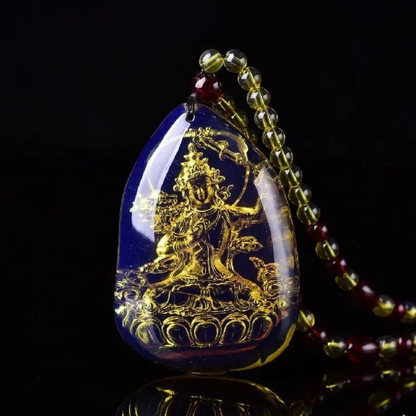 Yellow Amber Guanyin Pendant-ToShay.org