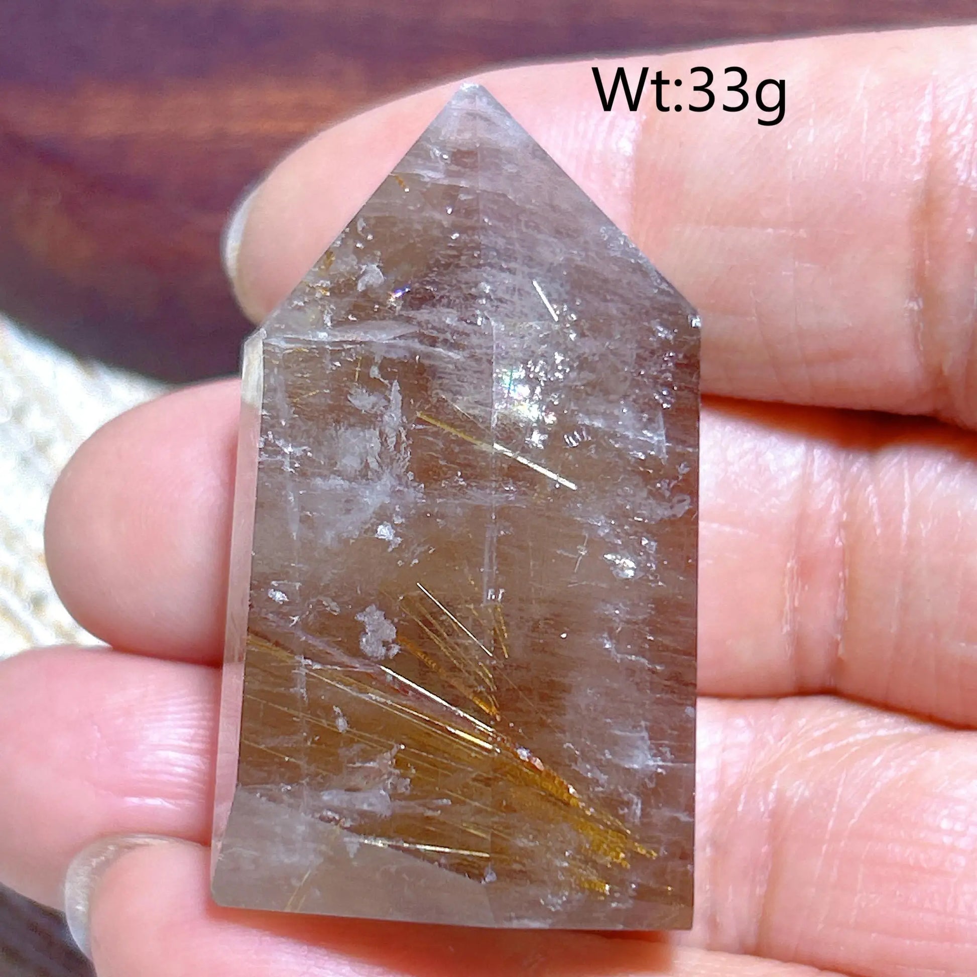 Gold Rutilated Crystal Point-ToShay.org