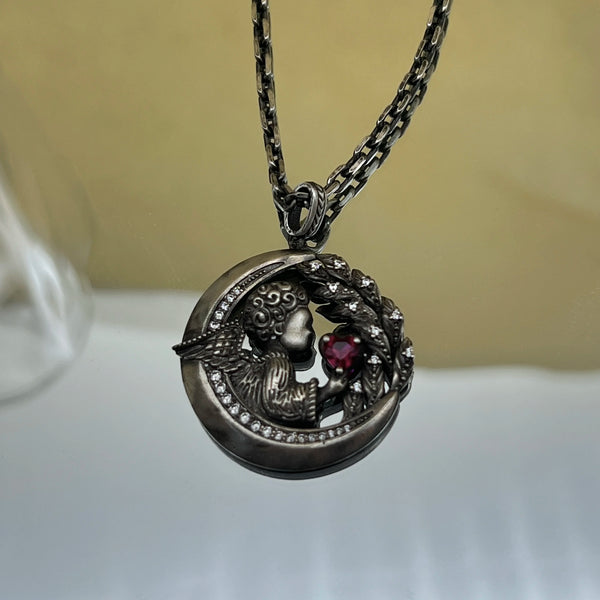 Silver Moon Angel Pendant-ToShay.org