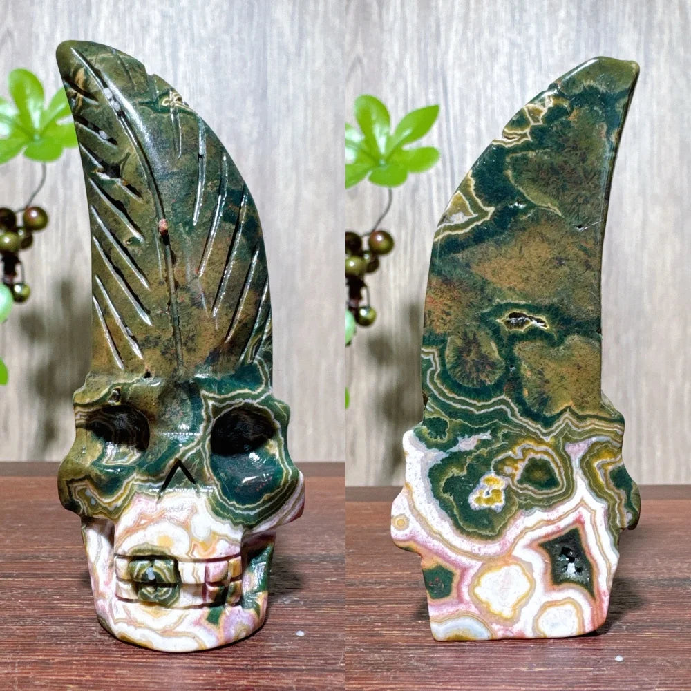 Green Ocean Jasper Skull-ToShay.org