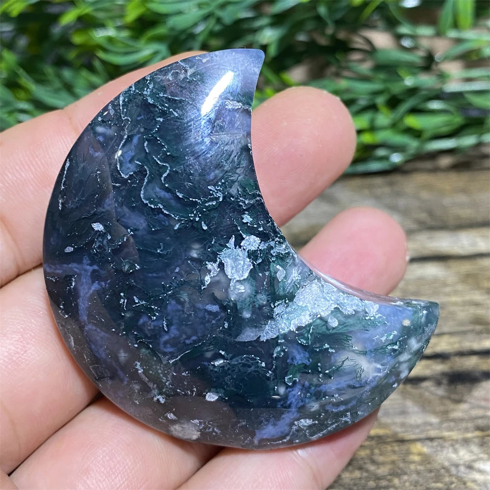 Green Moss Agate Moon-ToShay.org