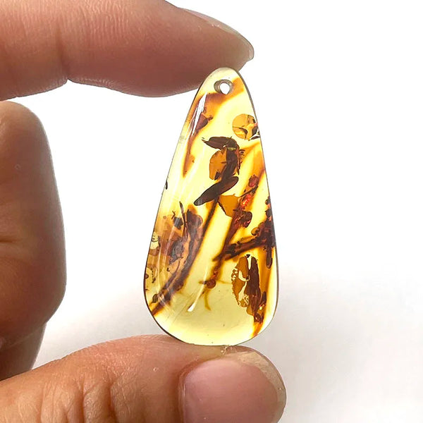 Yellow Piebald Amber Pendant-ToShay.org
