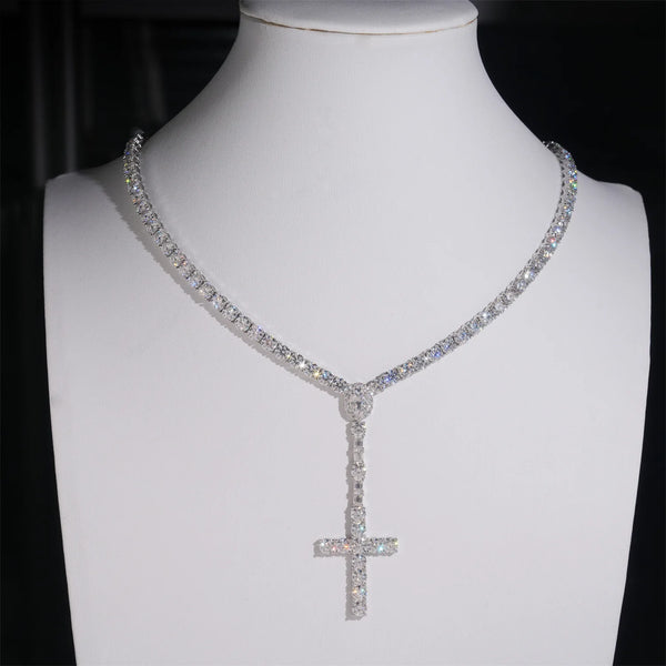 Silver Diamond Cross Pendant-ToShay.org