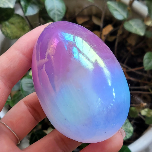 Blue Aura Selenite Egg-ToShay.org