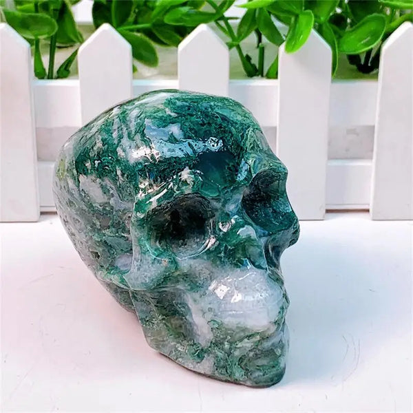 Green Moss Agate Skull-ToShay.org