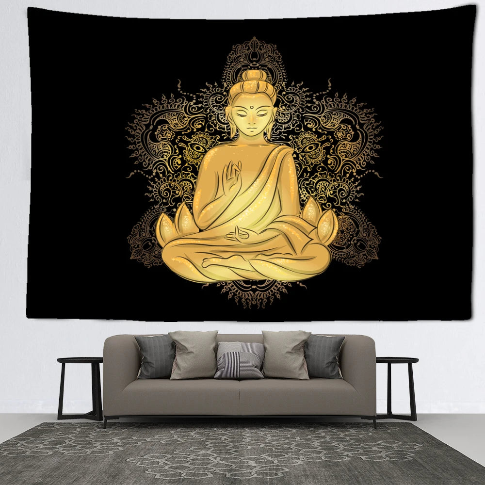 Buddha Gold Statue Tapestry-ToShay.org