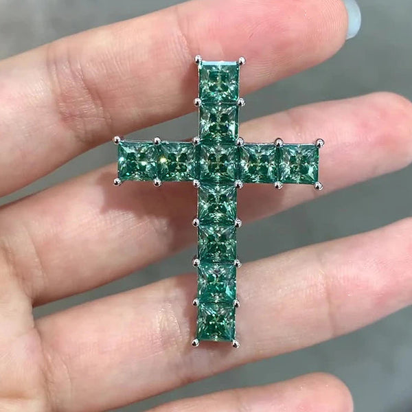 Green Diamond Cross Pendant-ToShay.org