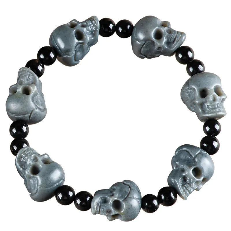 Grey Jade Skull Bracelet-ToShay.org