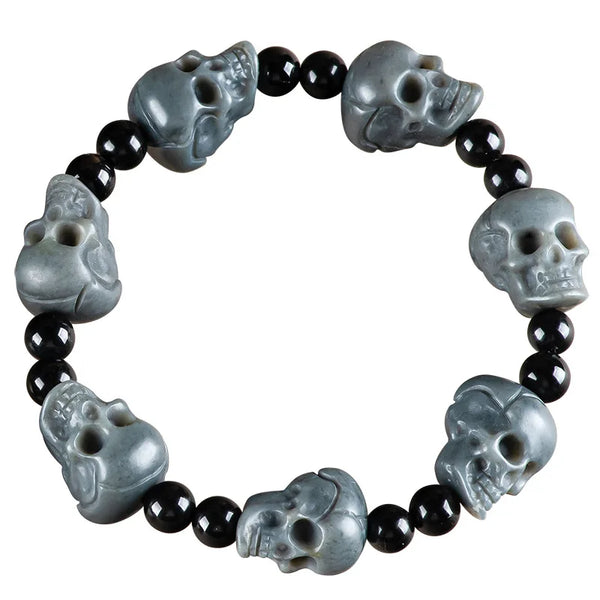 Grey Jade Skull Bracelet-ToShay.org
