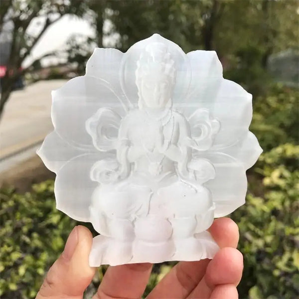 Crystal Selenite Guanyin Buddha-ToShay.org