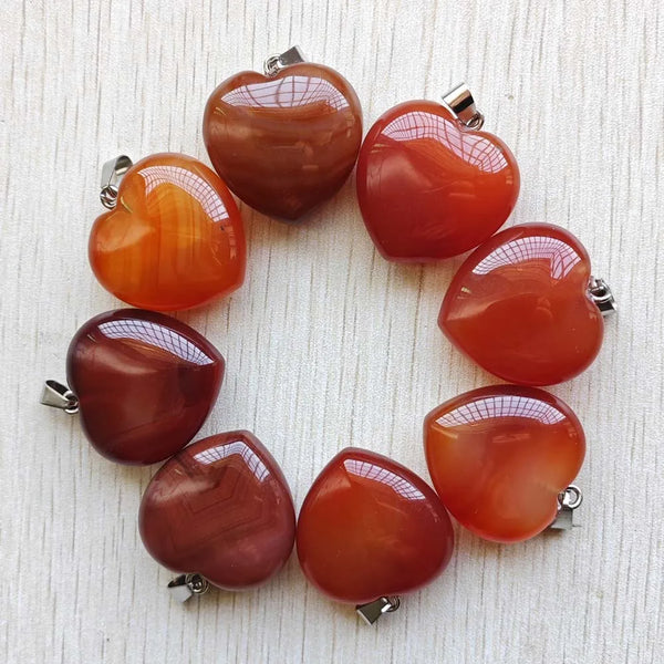 Red Agate Heart Pendants-ToShay.org