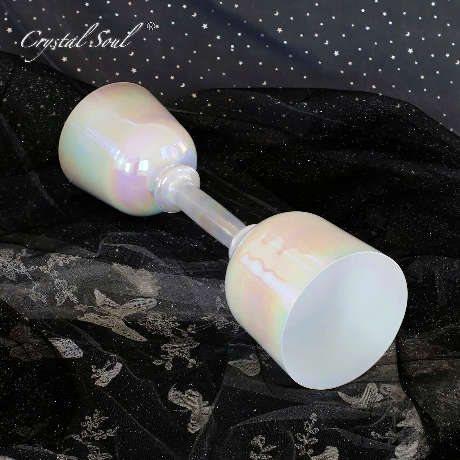 White Cosmic Crystal Double Bowls-ToShay.org