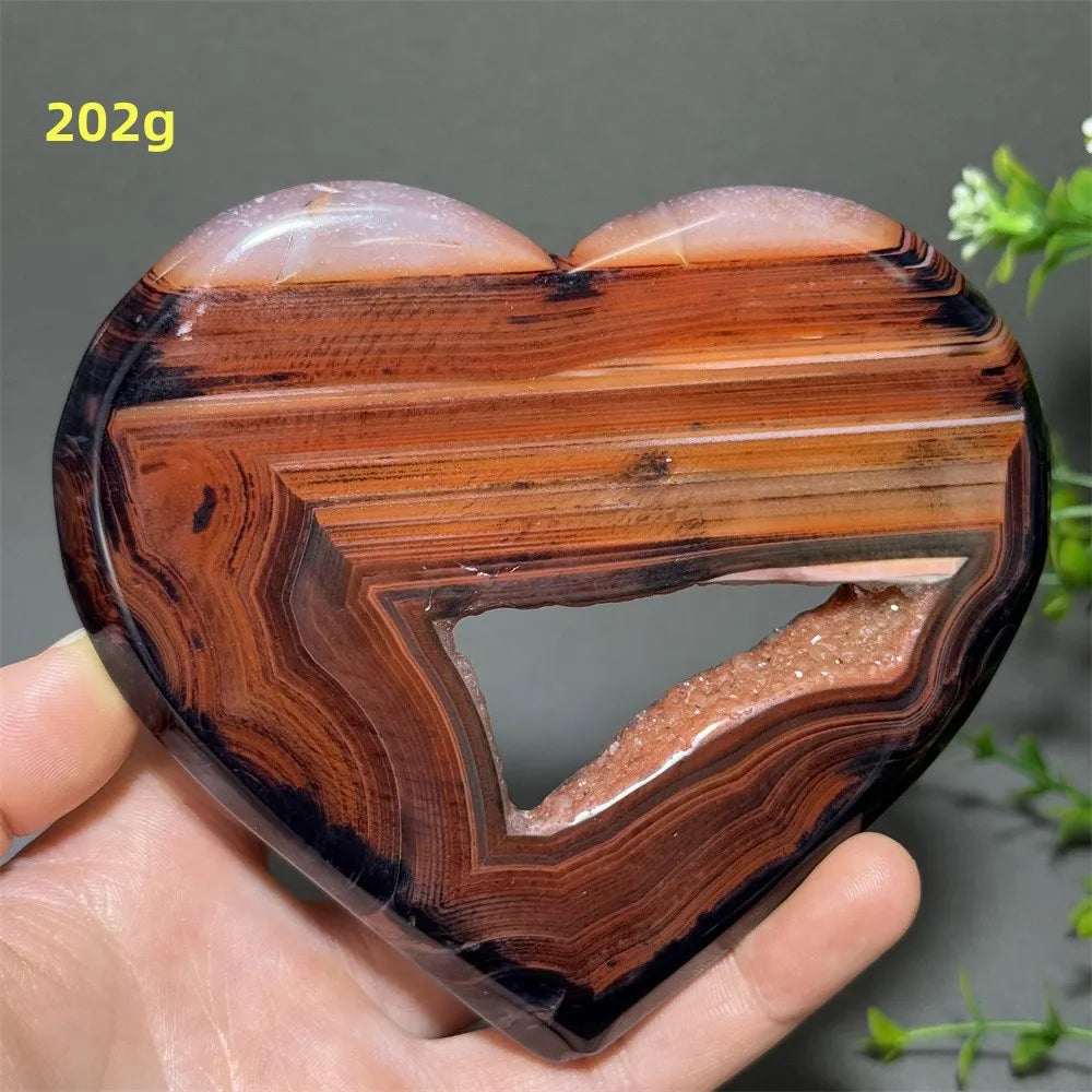 Black Red Striped Agate Hearts-ToShay.org