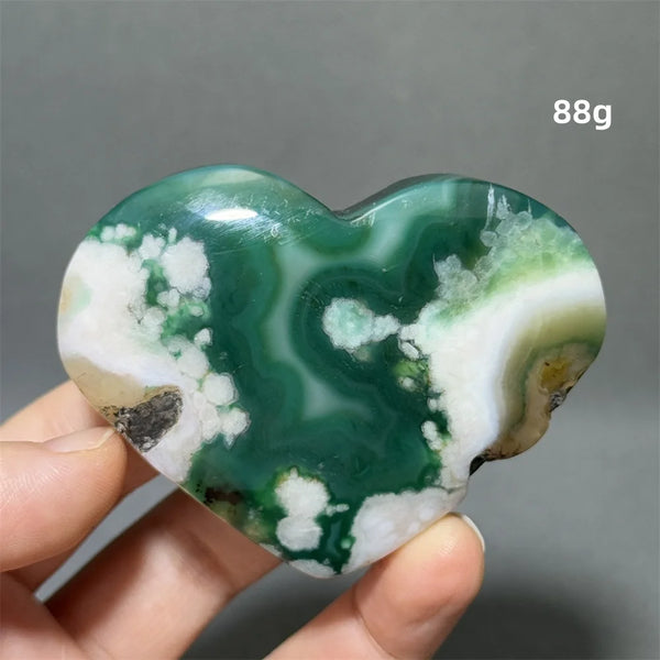 Green Sakura Agate Heart-ToShay.org