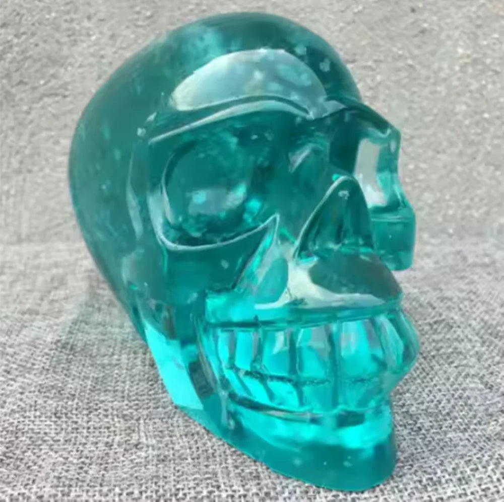 Hand Carved Crystal Healing Stone, Blue Melting Stone, Quartz Skull, 2.86lb-ToShay.org