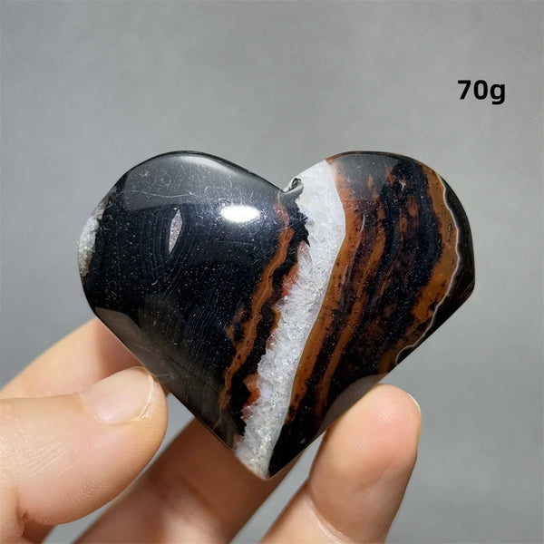 Red Black Striped Agate Heart-ToShay.org