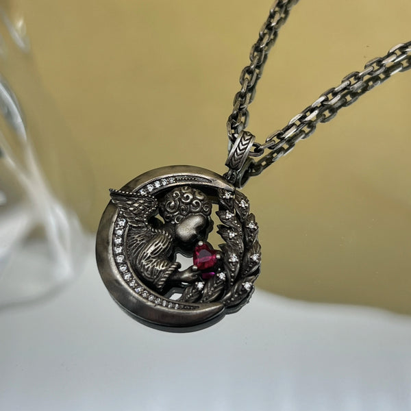 Silver Moon Angel Pendant-ToShay.org