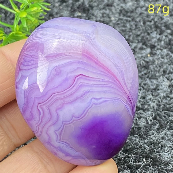 Purple Silk Agate Palm Stone-ToShay.org