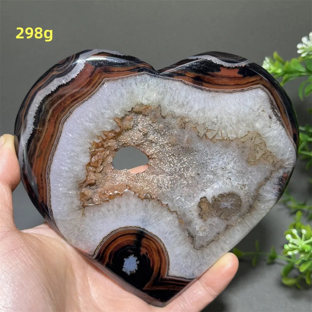 Black Red Striped Agate Hearts-ToShay.org