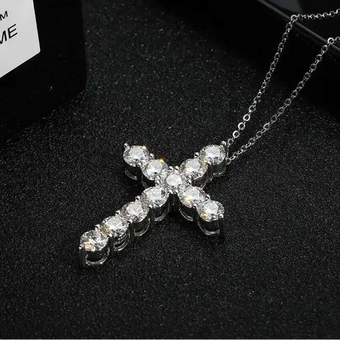 Sliver Crystal Cross Pendant-ToShay.org