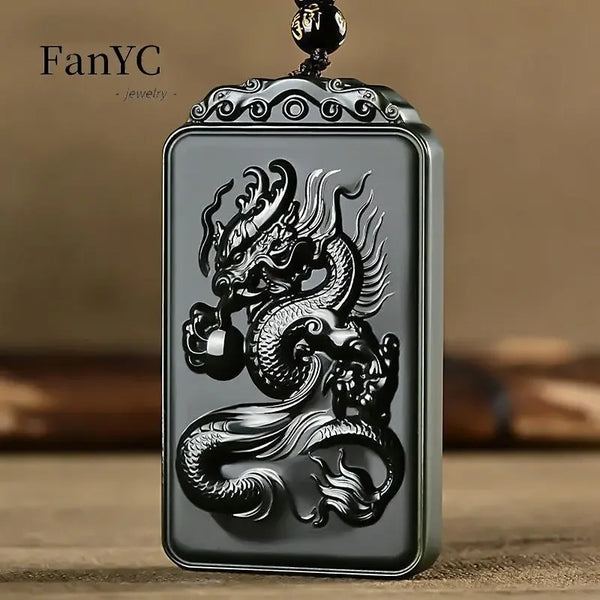 Black Jade Dragon Pendant-ToShay.org
