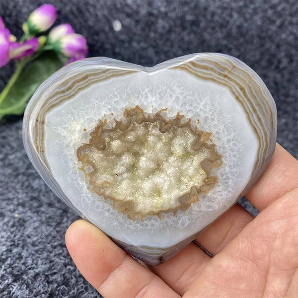 Grey Agate Geode Heart-ToShay.org