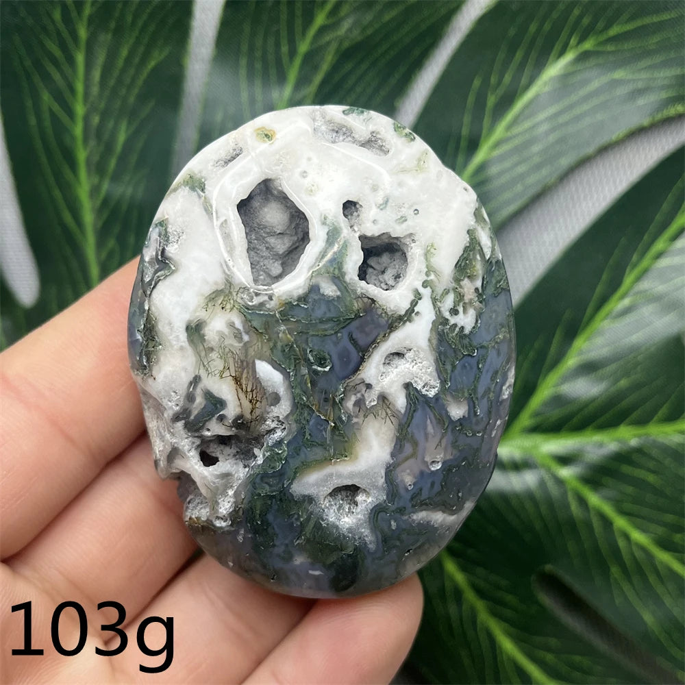 Green Moss Agate Palm Stone-ToShay.org