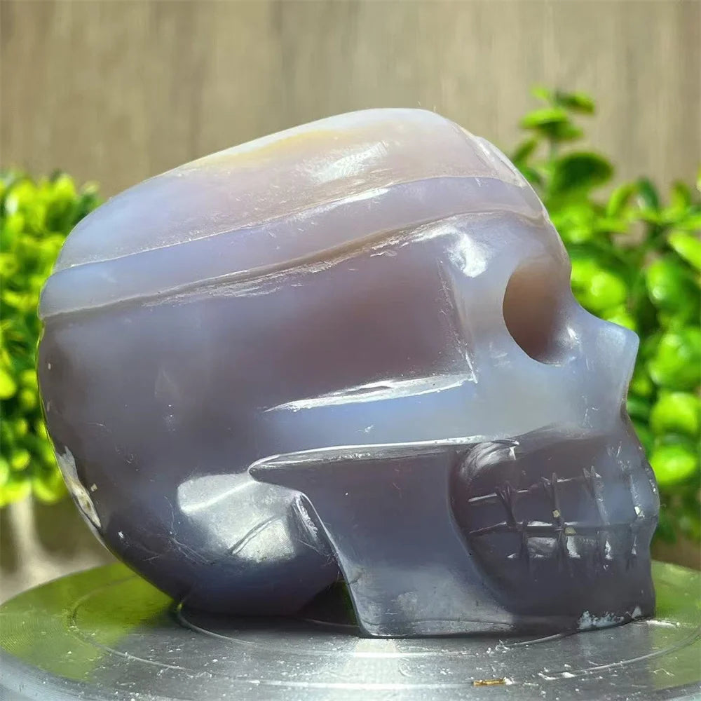 Grey Agate Druzy Skull-ToShay.org