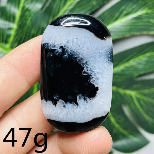 Black White Agate Palm Stone-ToShay.org
