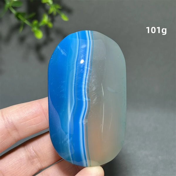 Blue Agate Palm Stone-ToShay.org