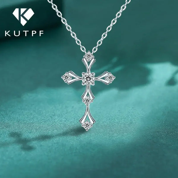 Silver Diamond Cross Pendant-ToShay.org