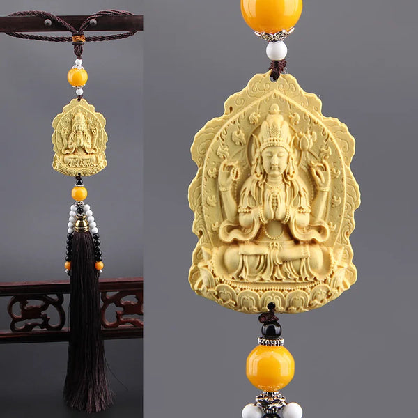 Wood Carved Buddha Pendant-ToShay.org