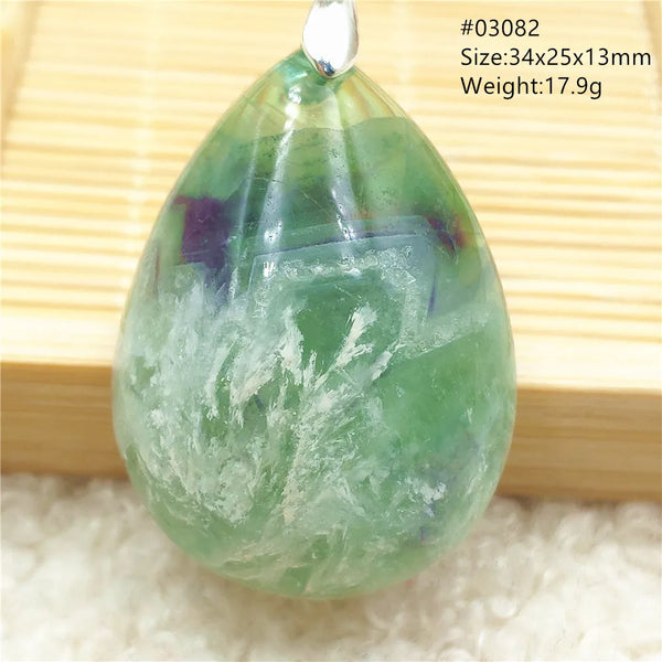 Green Feather Fluorite Pendant-ToShay.org