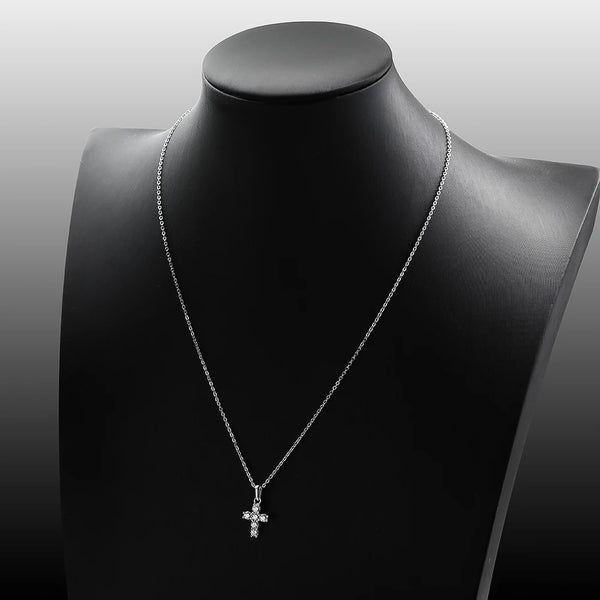 Silver Diamond Cross Pendant-ToShay.org