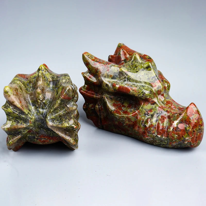 Green Unakite Dragon Skulls-ToShay.org