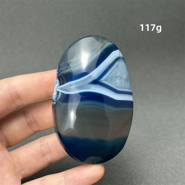 Blue Agate Palm Stone-ToShay.org