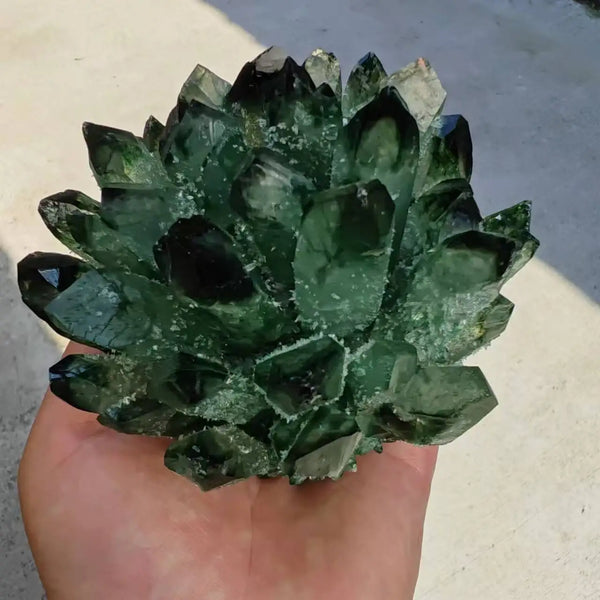 Green Phantom Crystal Cluster-ToShay.org